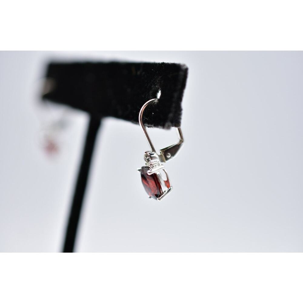 NVC Signed Dangle Earrings Rhinestone Crystal Red Silver Sparkling Elegant Bin5